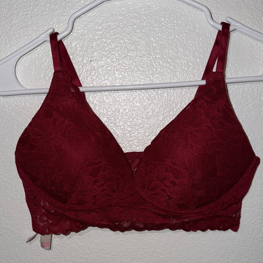 Victoria’s Secret PINK Women's Lace Bralette - Burgundy